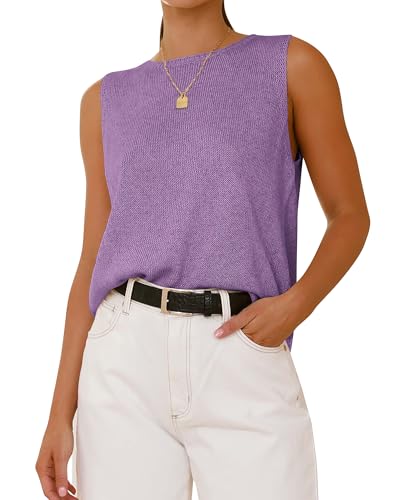 BTFBM Women's Sleeveless Sweater Vest 2025 Summer Crew Neck Ribbed Knit Lightweight Pullover Casual Loose Fit Tank Tops