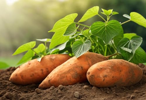 Orange Sweet Potato Slips for Planting - Orange Flesh and Meat | High-Yield Garden Variety | Excellent Flavor & Storage | Non-GMO Untreated (3 Plants)