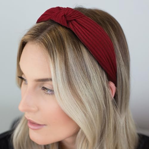 Image of DRESHOW 8 Pack Knotted Headbands for Women Wide Turban Headband Yoga Exercise Ribbing Hair Hoop Hair Bands Accessories