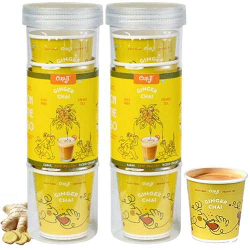 Image of Cup-Ji Ginger Chai Premix Cups | Instant Tea | Pack of 2 | Each Cup Size 210 ml | Kadak Ghar-Wali | No Added Sugar | On the Go | Easy Prep | For Office and Travel