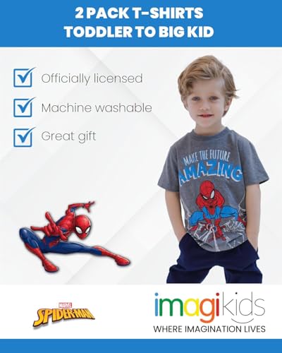 Marvel 2 Pack T-Shirts Toddler to Big Kid Sizes (2T - 18-20) - Image 4