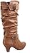 Forever Link Maggie-39 Women's Fashion Low Heel Zipper Slouchy Mid-Calf Boots Shoes,Tan Pu,8.5
