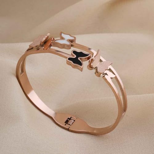 Image of PALMONAS Butterfly Rose Gold Bracelet for Women - Gift for Girls & Women | Waterproof & Anti-Tarnish Bracelet