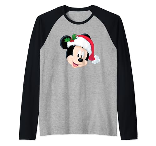 Mickey Mouse t-shirt raglan de Noël vêtement de fête Disney manches longues