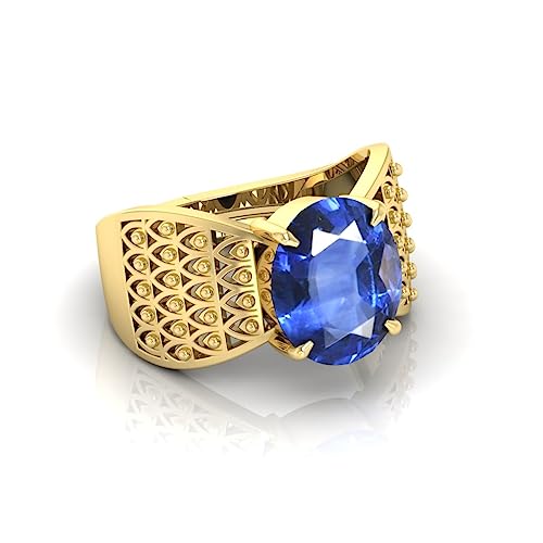 Bague saphir bleu véritable non chauffé en plaqué or pour éviter les imitations - 4