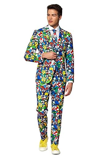 OppoSuits Traje de baile Crazy para hombre, Super Mario, viene con chaqueta, pantalones y corbata en diseños divertidos, 42, Super Mario, 54 | Ya disponible en tu tienda friki favorita! En mundofriki.es! OppoSuits Traje de baile Crazy para hombre, Super Mario, viene con chaqueta, pantalones y corbata en diseños divertidos, 42, Super Mario, 54 | Ya disponible en tu tienda friki favorita! En mundofriki.es!