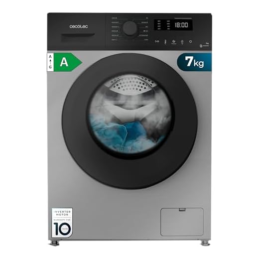 Cecotec Lavatrice a Carica Frontale 7 Kg Bolero DressCode 7150 Inverter Steel A. Classe A, 1400 rpm, Funzione Steam Max, 12 programmi, Drum Clean, DelayStart, KidLock, Display LED