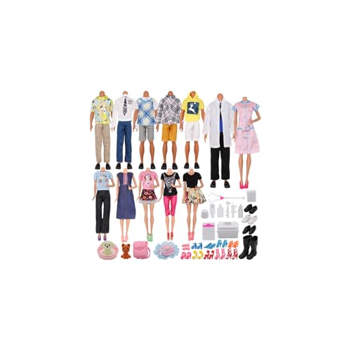 ZTWEDEN 71Pcs Doll Clothes & Accessories for 12 Inch Boy & Girl Dolls - Pet Care Set Includes 25 Wear Clothes Shirts Jeans Suits Shoes Pet Doctor Playset Trolley Backpack