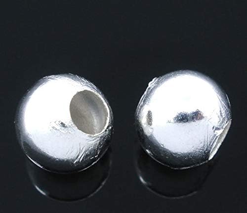 400pcs 8mm Silver Smooth Polished Finish Metal Spacer Round Beads Tiny Ball Beads for Jewelry Making