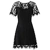 Summer Lace Dresses for Women Casual Party Chic Flattering Short Sleeve Round Neck Wedding Guest A Line Cocktail Dress 910 Black L