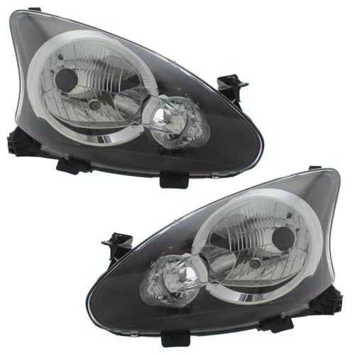 XYZ Parts Replacement Headlight Assembly Electric Adjustment Black Inner Halogen Compatible With Toyota Aygo Mk1 Hatchback 2005-2015 For UK 1 Pair Drivers Side Right Hand & Passengers Side Left Hand