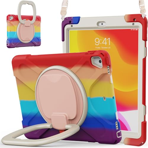 Étui iPad 6th antichoc résistant housse rouge avec support 360 poignée