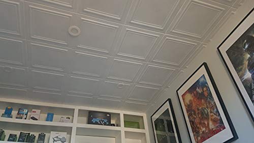 Rm-24 Polystyrene (Styrofoam) White Ceiling Tile To Cover Popcorn (Pack Of 48 Tiles). Easy Paintable. Easy Diy Glue Up Application On Any Flat Surface Or Popcorn Ceiling. Decorative Ceiling Panels. #TOP3