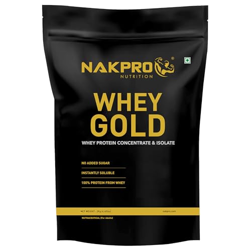 Image of NAKPRO NUTRITION Gold Whey Protein Concentrate & Isolate 2kg Malai Kulfi flavour | 25.5g Protein, Trustified Certified