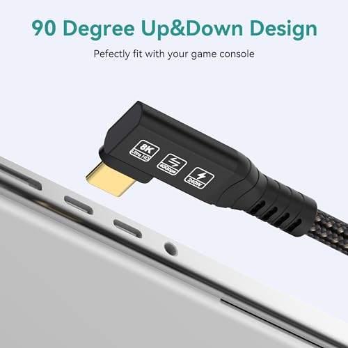 Kabel USB 4 Thunderbolt 4, ładowanie 240 W, dane 40 Gb/s, 8K przy 60 Hz HDR, USB-C na USB-C, 90°, do koncentratora, dokującego MacBooka, M2, M3, Mac SSD (90° USB4 40G 240 W 1,5 m)