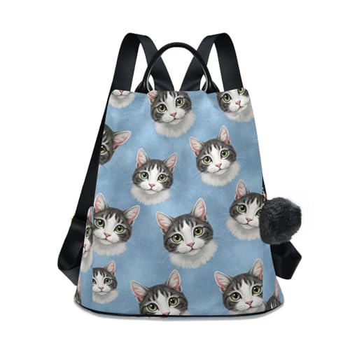 Sac à dos tendance femme à motif chat résistant à l'eau pour les cours