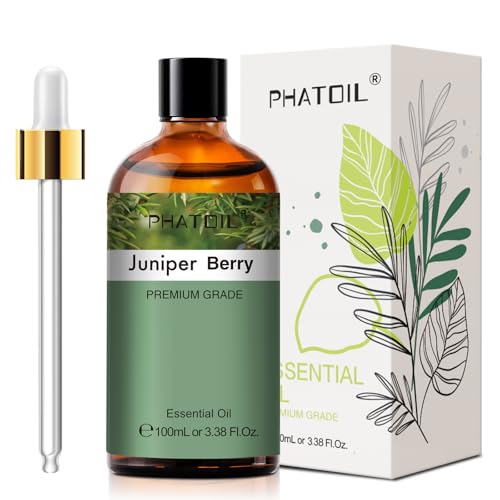 Juniper Berry 3.38fl.oz Essential Oil PHATOIL Pure Aromatherapy Oils for Diffuser Humidifier Perfect for DIY Soap Candle Bath Bombs Making(100ml)