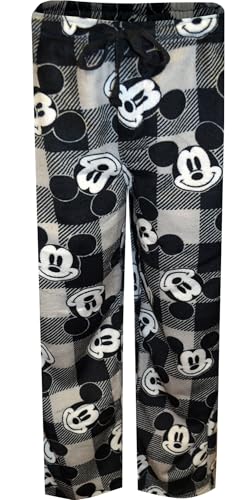 MJC Mens Disney Mickey Mouse Buffalo Plaid Gray and Black Lounge Pants