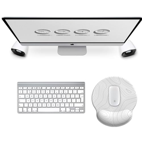 Image of eulps Mouse Pad with Wrist Rest, Comfortable Computer Mousepad with Gel Wrist Support Smooth Surface and Non-Slip PU Base for Pain Relief, Laptop, Office & Home (White Line)