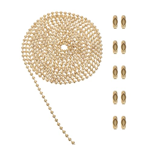 Mikikit Chaîne de Tirage Ventilateur Plafond Acier Inoxydable avec Connecteurs Rallonge Décorative pour Ventilateur Lampe de Chevet et Accessoires DIY