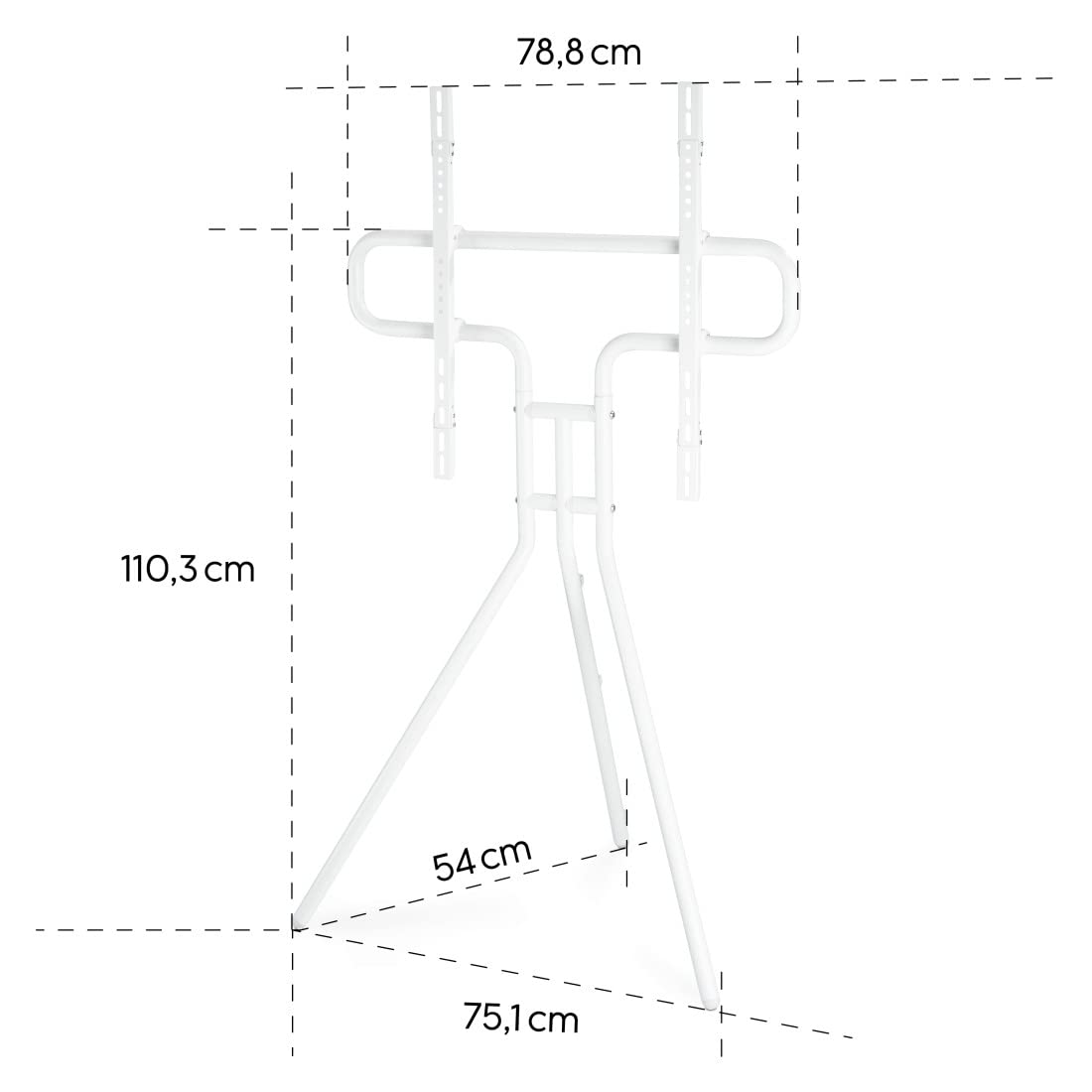 Hama TV Ständer im Staffelei Design (Stabiler Fernsehständer für 37-75 Zoll, höhenverstellbarer TV Stand als Tripod, kompaktes TV Stativ, VESA kompatibler Bodenständer) weiß