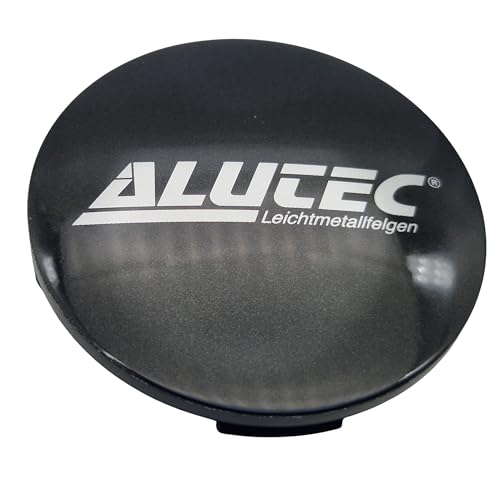 1X Alutec Nabendeckel 64mm Graphit (N32) Logo Silber (ALB) - Original Felgendeckel/Nabenkappe/Hubcap