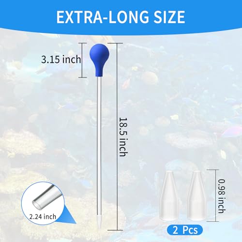 Hufopik 18.5 in Long Pipette for Fish Tank Coral Food Feeder Long Syringe Aquarium Coral Feeding Tube for Marine Fish Reef Aquatic Plant Spider Snake Lizard - Thumbnail 2