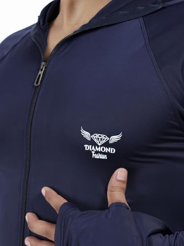Image of Diamond Fashion Men's Gym Hoodie Jacket | Lightweight Stretchable Activewear for Workout, Running & Fitness | Quick Dry Full Zip Sports Hoodie for Men