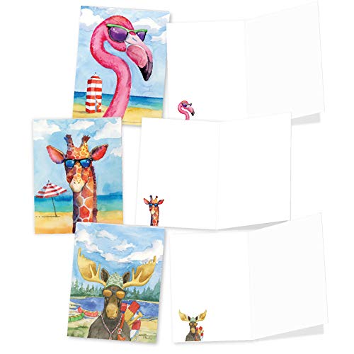 The Best Card Company - 20 Assorted Bulk Wildlife Whimsical Greeting Cards Boxed Set (4 X 5.12 Inch) Wildlife Variety Notecards For Kid (10 Designs, 2 Each) - Animal's Day Off Am6670Ocb-B2X10 #TOP3