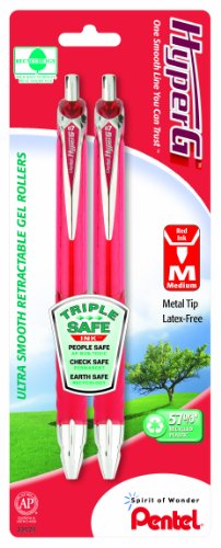 Bolígrafo Pentel HyperG Gel Retráctil Rojo 0.7mm 2 Unidades miniatura 1