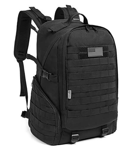 K-Cliffs Heavy Duty Backpack Student Laptop Travel Rucksack Deluxe School Bookbag Molle Tactical Hiking Daypack Black
