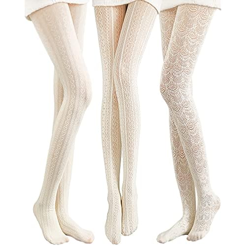 JaGely White Lace Tights for Women