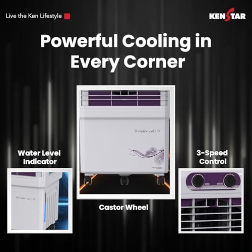 Image of Kenstar Wondercool HC 110 Desert Air Cooler 110L Honeycomb Pads Powerful Air Throw High Speed Motor Inverter Compatible 5 Year Warranty