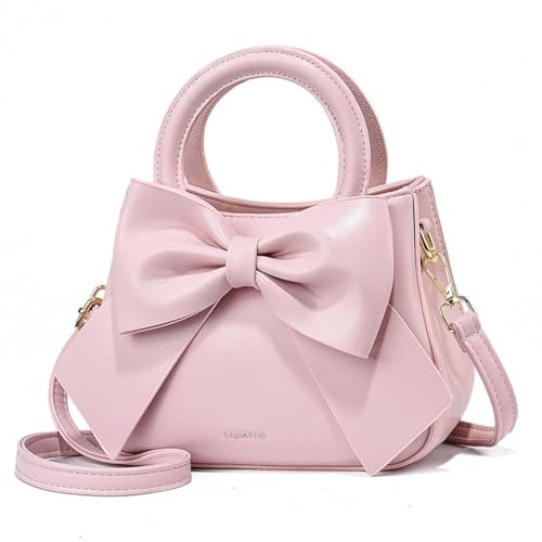 Women's Cute Small Handbag Aesthetic Bowknot Soft PU Leather Shoulder Bag Vintage Crossbody Bags Trendy Purse