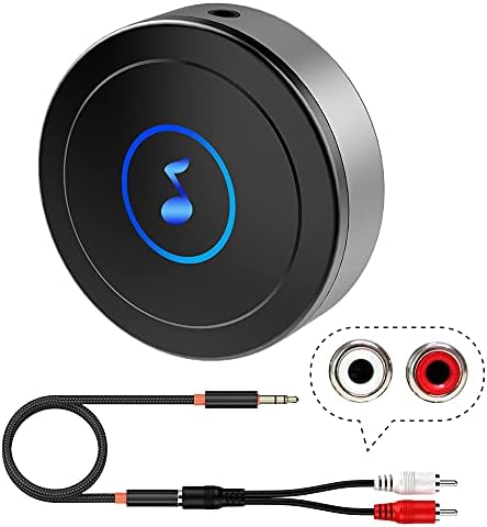 Bluetooth Receiver, Bluetooth Audio Receivers for Hi-Fi, Home Stereo, Speaker, TV, Tablet, with AUX3.5/RCA Output, Low Latency and HD Audio, Dual Device Connection