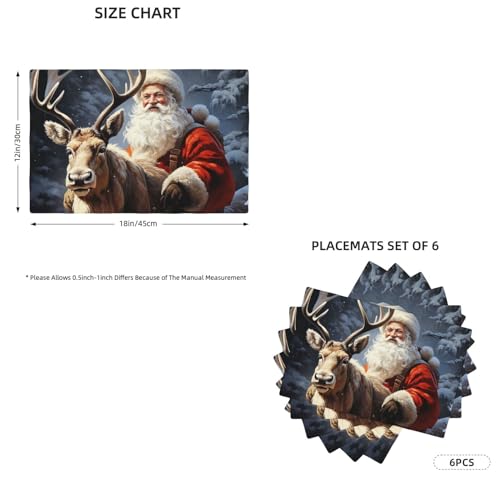 Set de table Noël en lin synthétique premium résistant et élégant x6