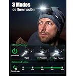 UNBON Linterna Frontal LED Recargable USB C, Linterna Cabeza LED Alta Potencia con 3 Modos de Iluminación, Sensor Movimiento y Base Magnética, Luz Frontal Cabeza Potente Recargable Impermeable IPX4