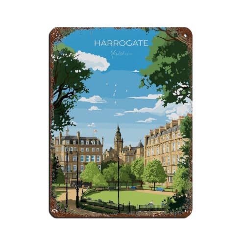 Plaque métal Harrogate impression rétro premium pour déco de maison - 2