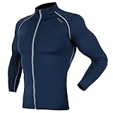 DRSKIN UV Sun Protection Long Sleeve Top Shirts Skins Tee Rash Guard Compression Base Layer (ZDN043, L)