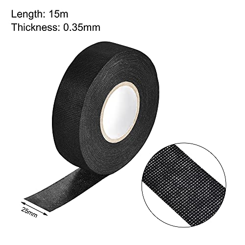 Image of uxcell Adhesive Cloth Fabric Tape Looms Single-Side 25mm x 15m Black