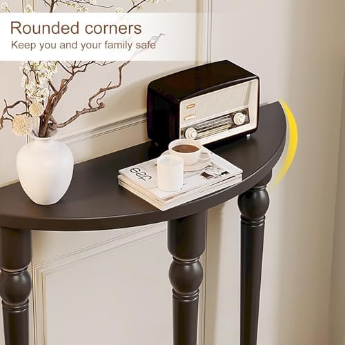 ハーフムーン コンソールテーブル、収納付きファームハウス玄関