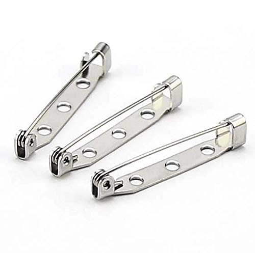 JQYXSS 50 Pieces 25mm Metal Bar Pins with Back Bar Safety Clasp Locking for Name Tags Jewelry Making DIY Crafts Accessories