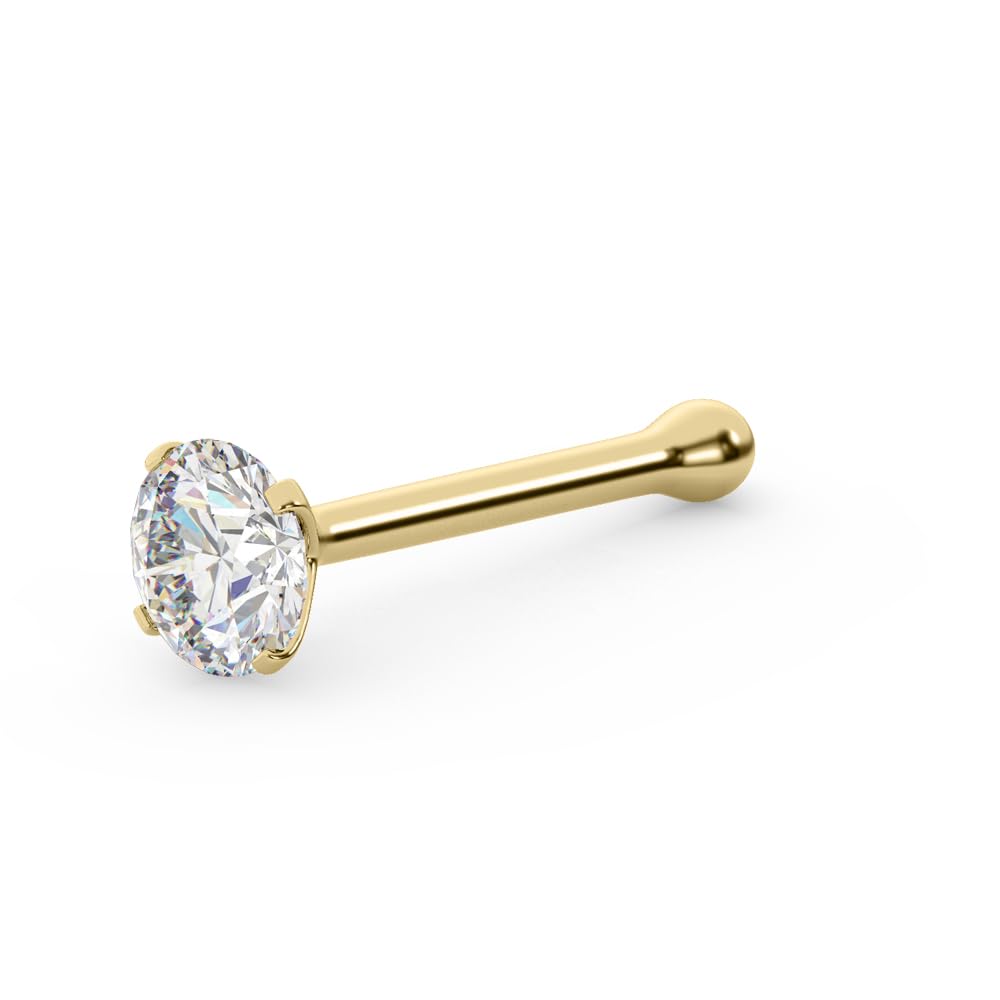 EternalDiaIGI Certified 14K Gold Diamond Nose Studs for Women Men | 20 Gauge Ball Diamond Nose Rings | 1.5mm to 3 mm Nose Piercing Studs | Body Piercing Jewelry in I-J Color, I2-I3 Clarity