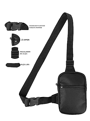 Mini Bolsa Lateral Shoulder Bag Masculina Pega Visão Preto Liso