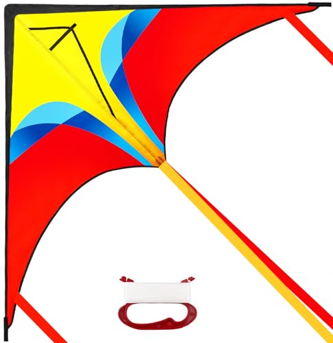 TOY Life Red Delta Kites for Kids & Adults – Easy to Fly Large Kites for Outdoor Beach & Park Fun – Durable, Lightweight & High-Flying Kites for Kids Ages 4-8