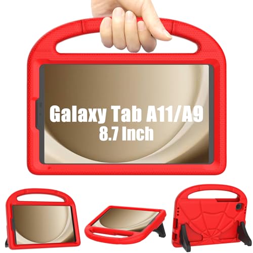 Kids Case for Samsung Galaxy Tab A7 Lite 8.7 Inch 2021, DJ&RPPQ Lightweight Shockproof Kid-Proof Cute Cover with Handle Kickstand for Galaxy Tab A7 Lite 8.7 Inch (SM-T220/T225/T227)-Red