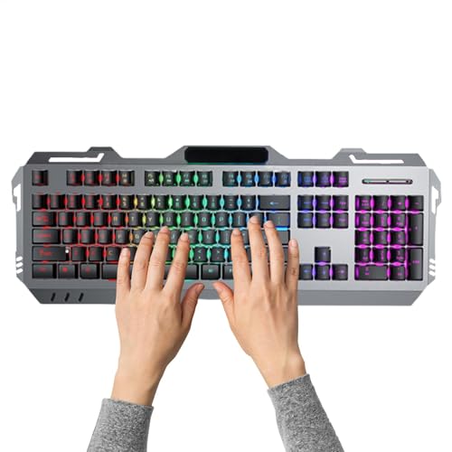 Teclado con cable - Teclado Mecánico para Juegos, Teclado USB Con Retroiluminación | 104 teclas Teclado Ergonómico Juegos-trabajo, Teclado LED compacto con respuesta rápida Anti-Ghosti