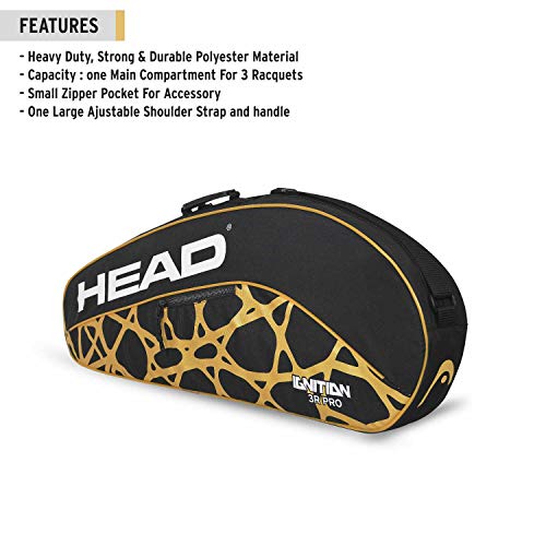 Image of HEAD Igniton Pro 3R Badminton Kitbag Black&Gold