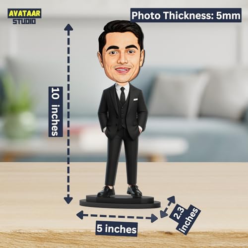 Image of wood Avataar Studio Personalized Gift Character Caricature Rectangular Photo Frame Unique Design Customized Gift (Man in Suit) (Multicolor, 10 inches), tabletop