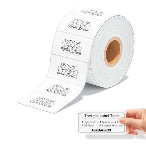 iDPRT 1.97" 0.98" Multi-Purpose Direct Thermal Labels (50mm25mm), Thermal Sticker for Address/Barcode/Mailing, Compatible with iDPRT SP460BT/SP410/SP3